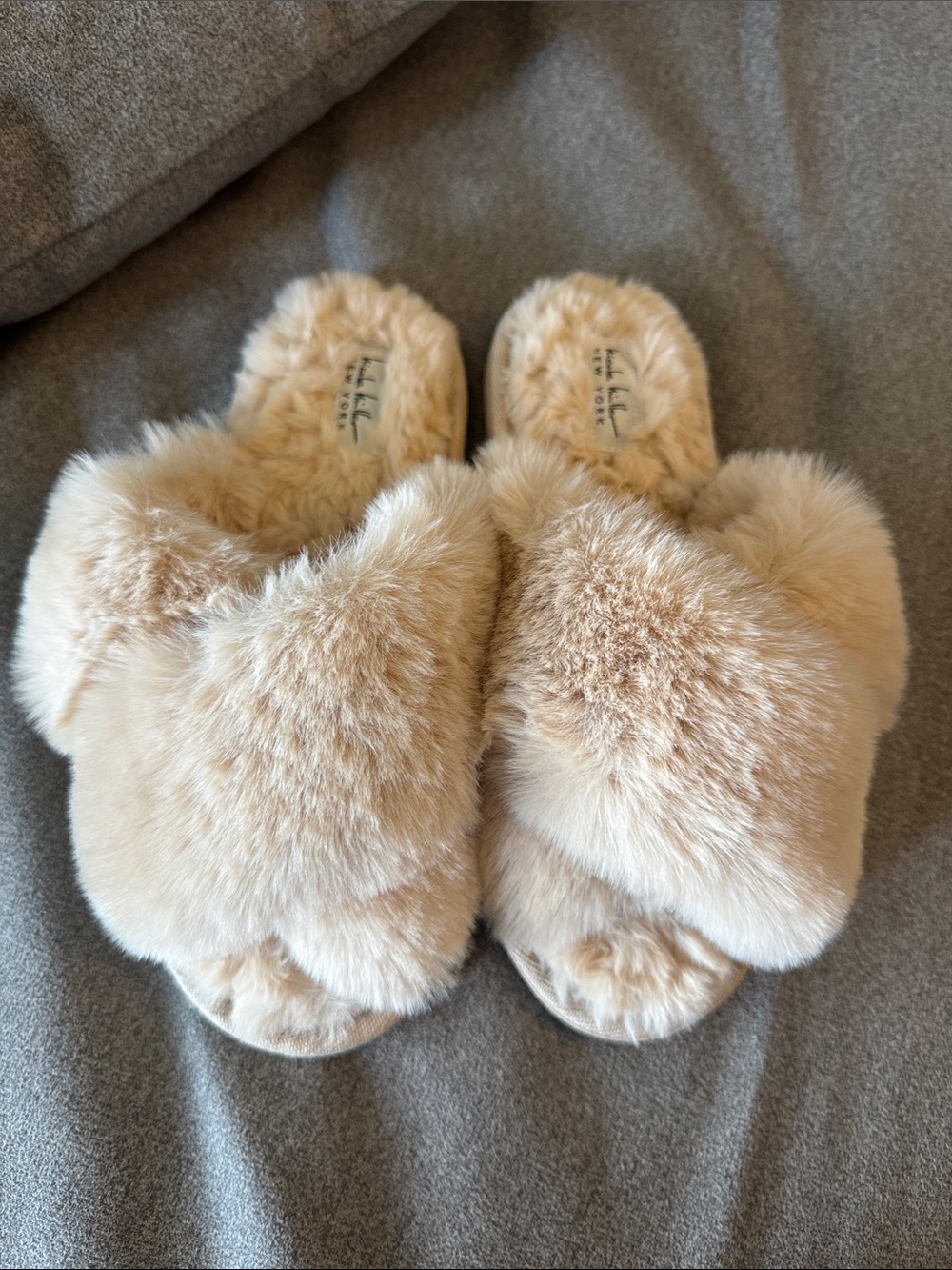 Faux-Fur Slide Slippers - Cream Beige